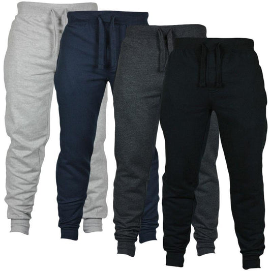 Men's Solid Color Drawstring Fleece Casual Pants